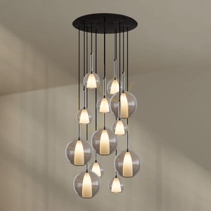 Závěsný lustr s.luce Belluna, 12 světel, čiré sklo, E14/E27 small 1