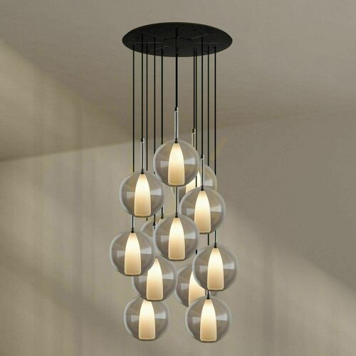 Kontrola Závěsný lustr s.luce Belluna, 12× E27, čiré sklo, rozeta Ø 80 cm