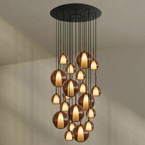 Závěsný lustr s.luce Belluna, 20 světel, hnědý, sklo a kov, rozeta Ø 120 cm small 1
