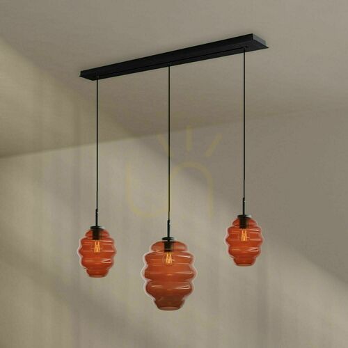 Kontrola Závěsné svítidlo s.luce Echos, hnědé, skleněné, 3× E27, 120 cm