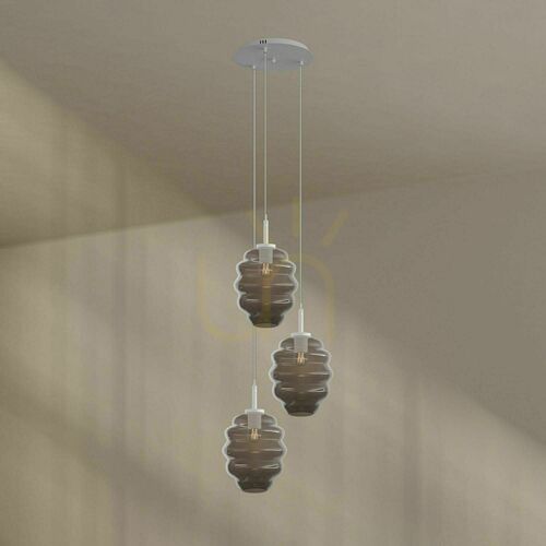 Kontrola Závěsný lustr s.luce Echos, 3× E27, kouřové sklo