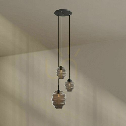 Kontrola Závěsný lustr s.luce Echos Gallery, 3× E27, kouřové sklo, Ø 18/25 cm