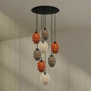 Závěsné svítidlo s.luce Echos, 8× E27, vícebarevné, skleněná stínítka Ø 25 cm small 0