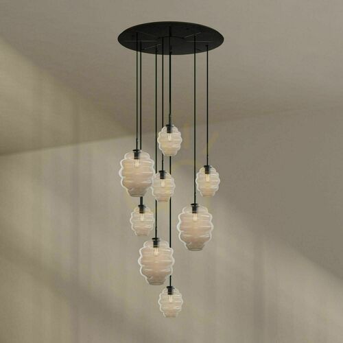 Kontrola Závěsný lustr s.luce Echos, 8× E27, čiré sklo, Ø 80 cm