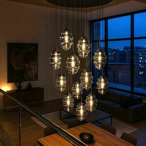 Závěsný lustr s.luce Echos, 12× E27, čiré sklo, průměr stínidel 25 cm small 0