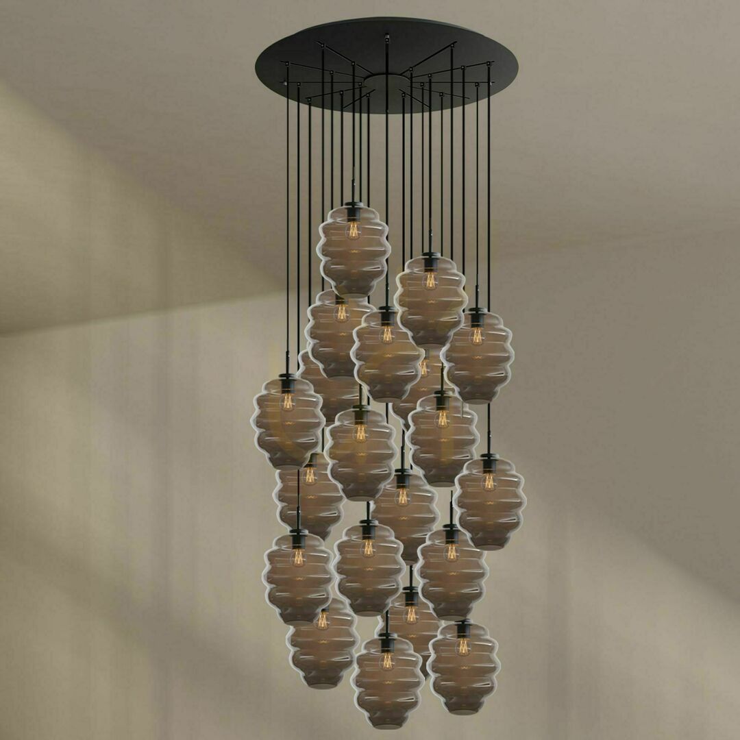 Pohled Závěsný lustr s.luce Echos, kouřové sklo, 20× E27 Závěsný lustr s.luce Echos, kouřové sklo, 20× E27