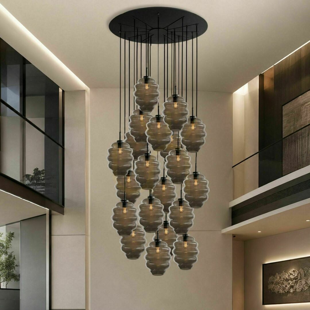 Kontrola Závěsný lustr s.luce Echos, kouřové sklo, 20× E27 Závěsný lustr s.luce Echos, kouřové sklo, 20× E27