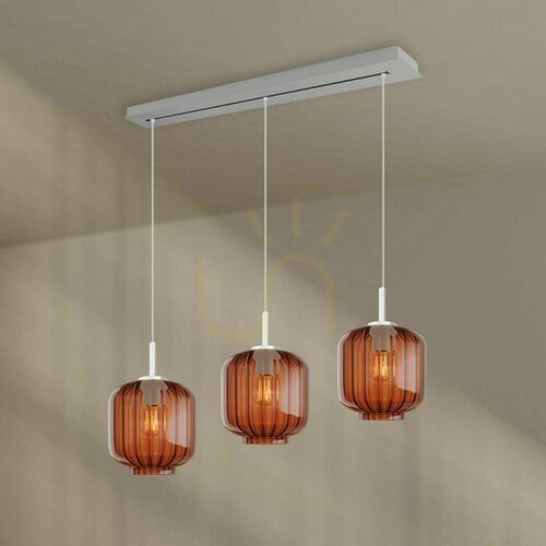 Kontrola Závěsné svítidlo s.luce Velo, hnědé, sklo a kov, 3× E27, Ø 20 cm