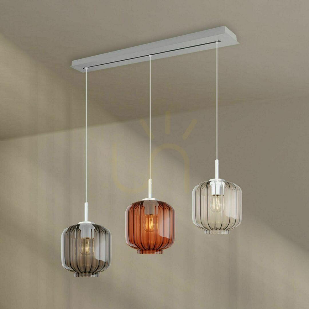 Pohled Závěsné svítidlo s.luce Velo, 3× E27, vícebarevné, 120 cm, Ø 20 cm Závěsné svítidlo s.luce Velo, 3× E27, vícebarevné, 120 cm, Ø 20 cm