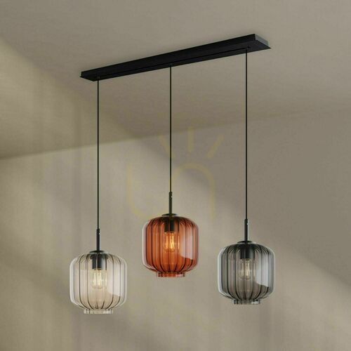 Kontrola Závěsné svítidlo s.luce Velo, 3× E27, vícebarevné sklo, délka 120 cm, Ø 20 cm