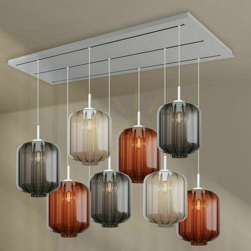 Kontrola Závěsný lustr s.luce Velo, vícebarevné sklo, 8× E27, délka 200 cm