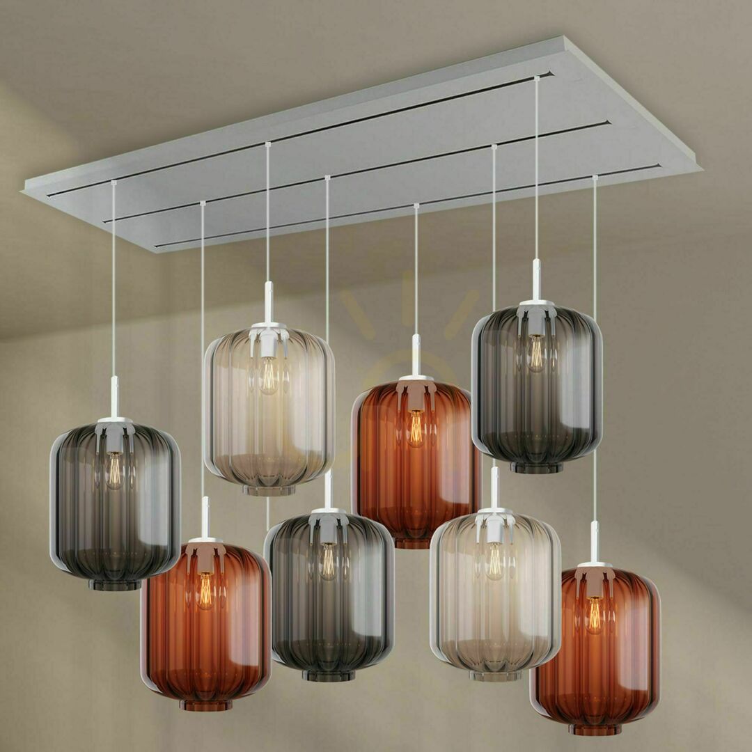 Náhled Závěsný lustr s.luce Velo, vícebarevné sklo, 8× E27, délka 200 cm Závěsný lustr s.luce Velo, vícebarevné sklo, 8× E27, délka 200 cm