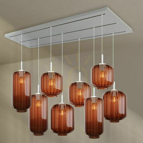 Kontrola Závěsné svítidlo s.luce Velo, hnědé sklo, 8× E27, 200 cm, 3 řady