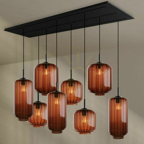 Kontrola Závěsné svítidlo s.luce Velo, hnědé sklo, 8× E27, 200 cm, 3 řady