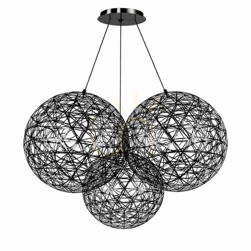 Kontrola LED závěsné svítidlo s.luce Atom Cluster, 3 světla, černé, Ø 70 cm, 3000 K