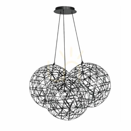 Kontrola LED závěsné svítidlo s.luce Atom Cluster, černé, Ø 50 cm, 3000 K