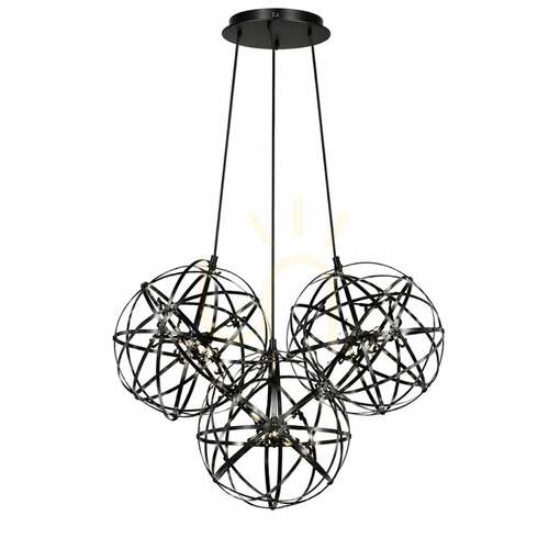Kontrola LED závěsné svítidlo s.luce Atom Cluster, 3 světla, černé, Ø 30 cm, 3000 K