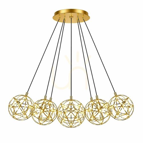 Kontrola LED závěsné svítidlo s.luce Atom, zlaté, 90 cm, 37,8 W, 3000 K