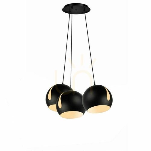 Kontrola Závěsné svítidlo s.luce Ball, černé kovové, 3× E27, stínítka Ø 20 cm