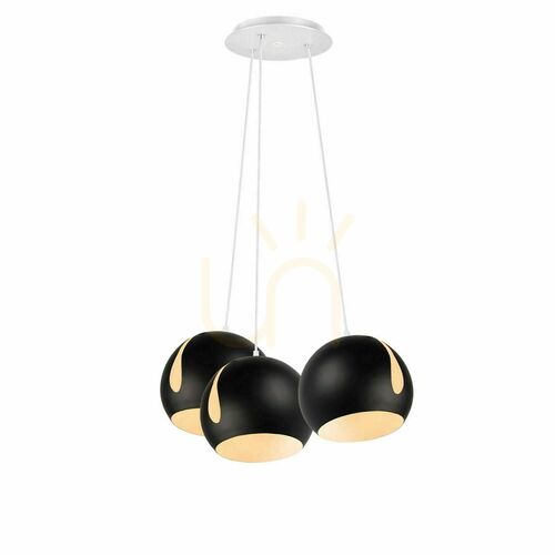 Kontrola Závěsné svítidlo s.luce Ball, černé kovové, 3× E27, stínítka Ø 20 cm