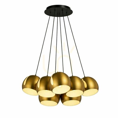 Kontrola Závěsné svítidlo s.luce Ball, zlaté, 7× E27, stínítka Ø 20 cm
