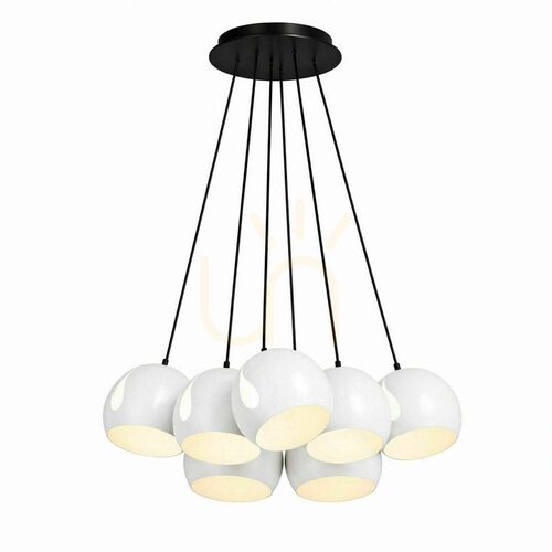 Kontrola Závěsné svítidlo s.luce Ball, bílé, 7× E27, stínítka Ø 20 cm