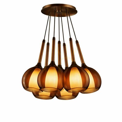 Kontrola Skleněné závěsné svítidlo s.luce Belluna, hnědé, 7× E14