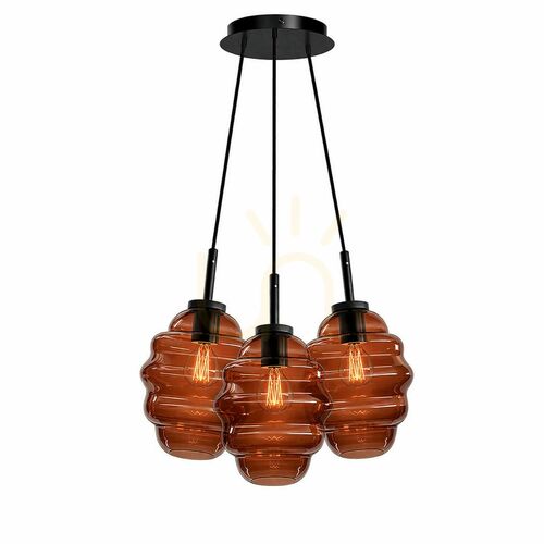 Kontrola Závěsné svítidlo s.luce Echos Cluster, hnědé sklo, 3× E27, stínidla Ø 25 cm