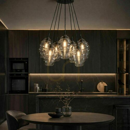 Kontrola Závěsné svítidlo s.luce Echos Cluster, hnědé sklo, 7× E27, Ø 25 cm