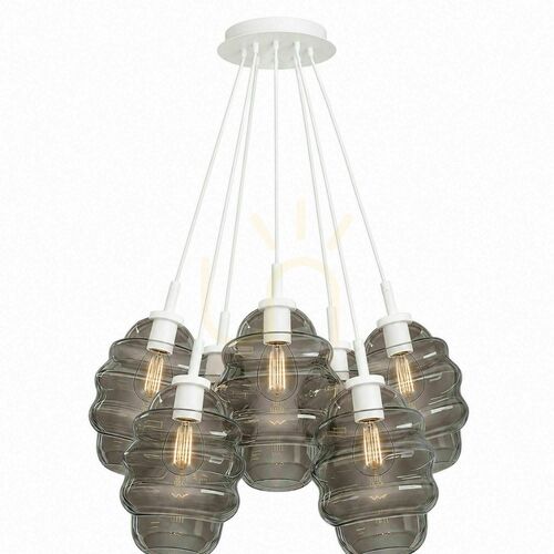 Kontrola Závěsné svítidlo s.luce Echos Cluster, kouřové sklo, 7× E27, stínítka Ø 25 cm