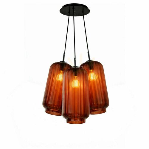 Kontrola Závěsné svítidlo s.luce Velo Cluster, hnědé sklo, 3× E27, stínítka Ø 18 cm