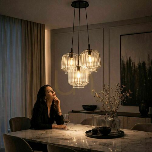 Kontrola Závěsné svítidlo s.luce Velo Cluster, skleněné, vícebarevné, 3× E27, stínidla Ø 25 cm