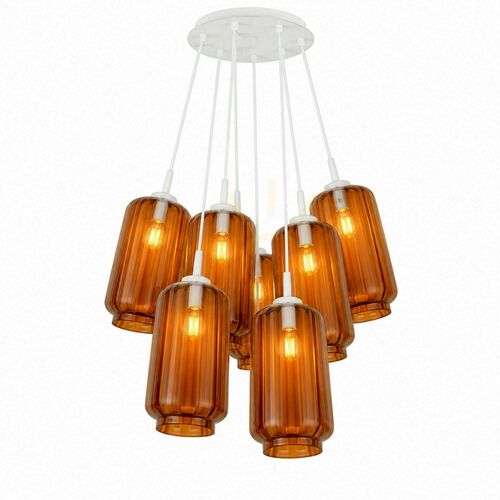 Kontrola Závěsné svítidlo s.luce Velo Cluster, hnědé sklo, 7× E27, šířka 54 cm