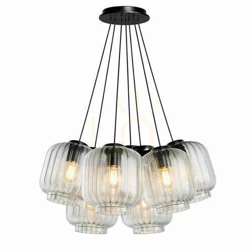 Kontrola Závěsné svítidlo s.luce Velo Cluster, čiré sklo, 7× E27, stínítka Ø 20 cm