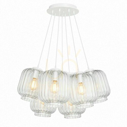 Kontrola Závěsné svítidlo s.luce Velo Cluster, čiré sklo, 7× E27, stínítka Ø 20 cm
