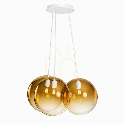 Kontrola Závěsné svítidlo s.luce Orb, zlaté, skleněné, 3× E27, Ø 20 cm