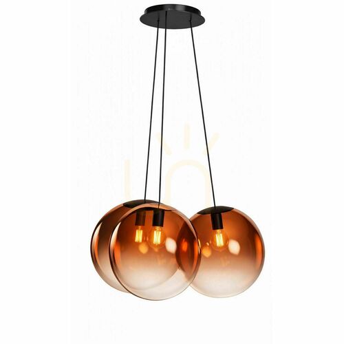 Kontrola Závěsné svítidlo s.luce Orb, měděné, skleněné, 3× E27, stínítka Ø 20 cm