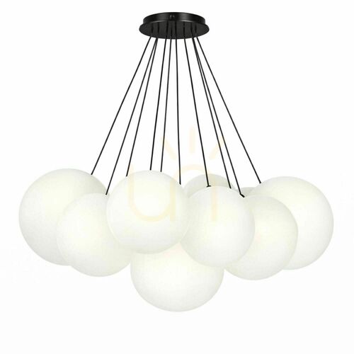 Kontrola Skleněný závěsný lustr s.luce Orb, bílý, 13× E27, koule Ø 20 cm