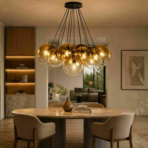 Kontrola Závěsné svítidlo s.luce Orb, kouřové sklo, 13× E27, šířka 80 cm