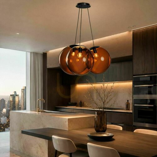 Kontrola Závěsné svítidlo s.luce Orb, kouřové sklo, 3× E27, stínítka Ø 40 cm