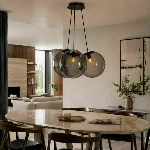 Kontrola Závěsné svítidlo s.luce Orb, kouřové sklo, 3× E27, stínítka Ø 40 cm