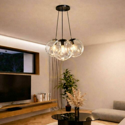Kontrola Závěsné svítidlo s.luce Orb, čiré sklo, 3× E27, Ø 50 cm
