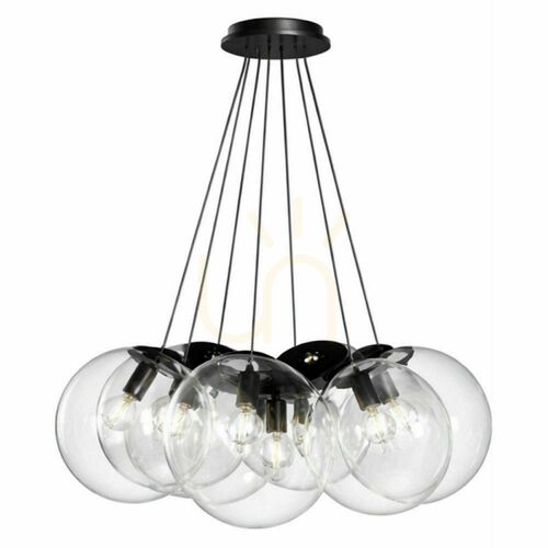 Kontrola Závěsné svítidlo s.luce Orb, 7× E27, čiré sklo, stínítka Ø 30 cm