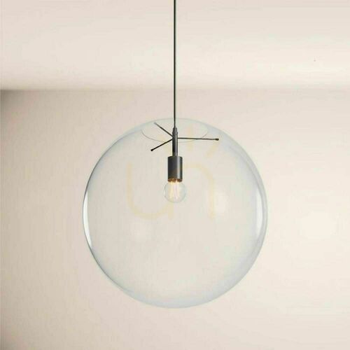 Kontrola Skleněný závěsný lustr s.luce Orb, čirý, 7× E27, koule Ø 50 cm
