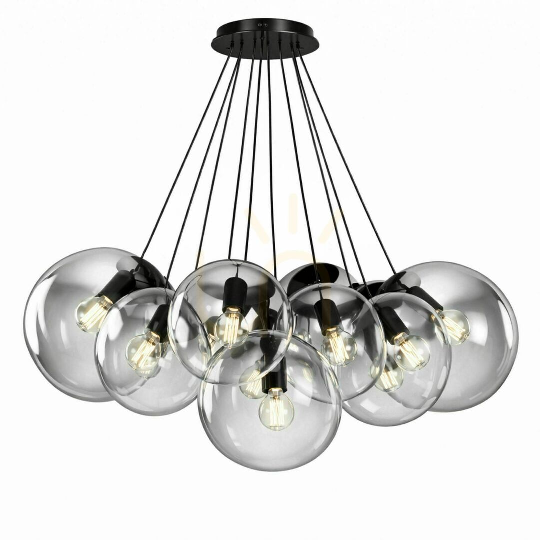 Zobrazit Závěsné svítidlo s.luce Orb, kouřové sklo, 13× E27, koule Ø 30 cm Závěsné svítidlo s.luce Orb, kouřové sklo, 13× E27, koule Ø 30 cm