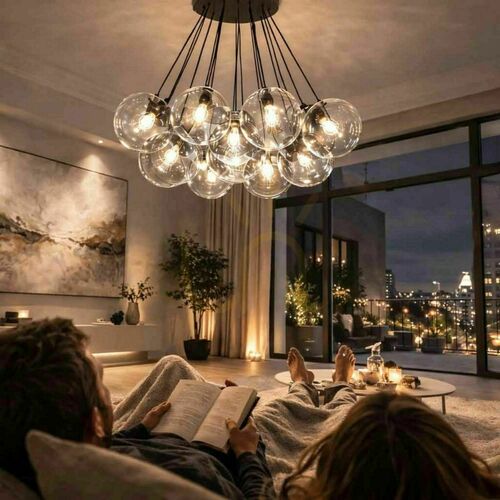 Kontrola Závěsný lustr s.luce Orb, zlatý, 13 skleněných koulí Ø 30 cm, 13× E27