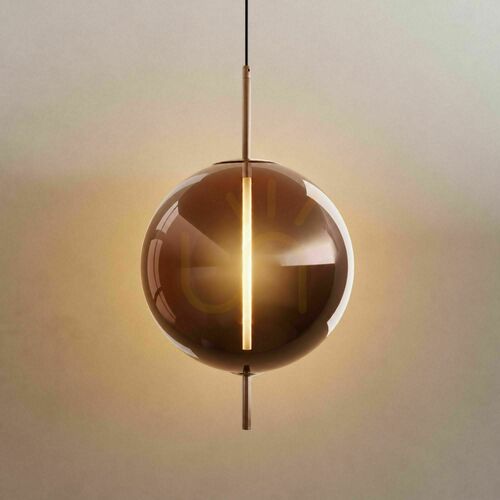 Kontrola Závěsné LED svítidlo s.luce Mira, hnědé sklo, Ø 40 cm, 5 W, 3000 K
