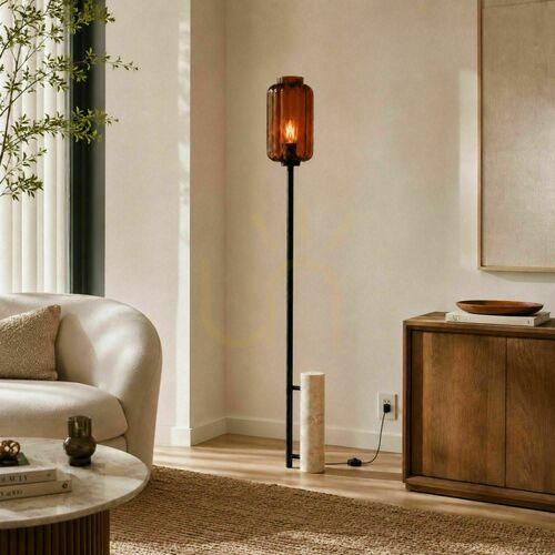 Kontrola Stojací lampa s.luce Velo, travertin, hnědá, 187 cm, E27