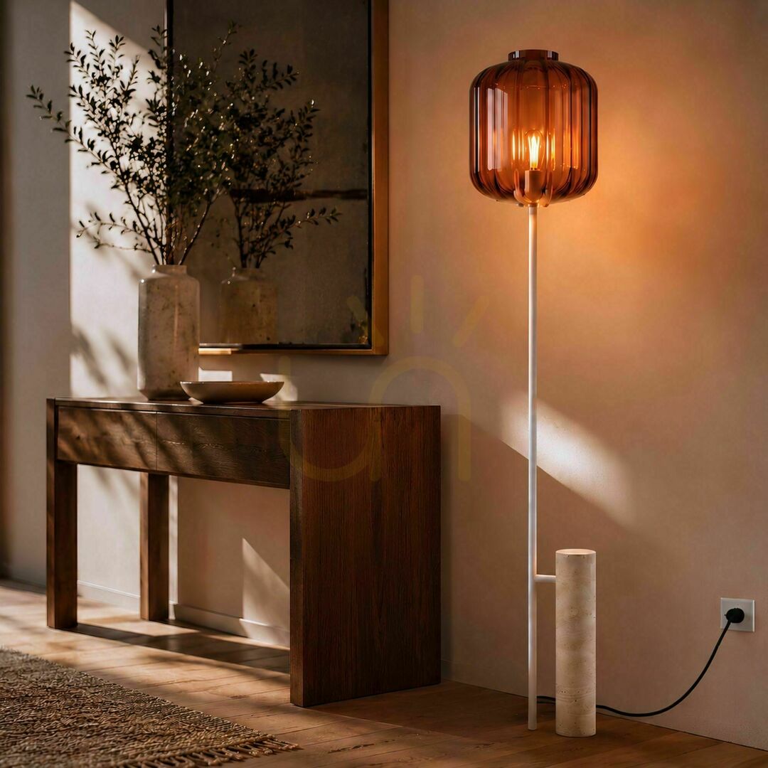 Kontrola Stojací lampa s.luce Velo z travertinu, E27, výška 187 cm Stojací lampa s.luce Velo z travertinu, E27, výška 187 cm