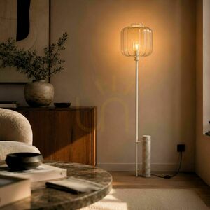 Stojací lampa s.luce Velo, travertin a čiré sklo, 187 cm, E27 0 Stojací lampa s.luce Velo, travertin a čiré sklo, 187 cm, E27 small 0
